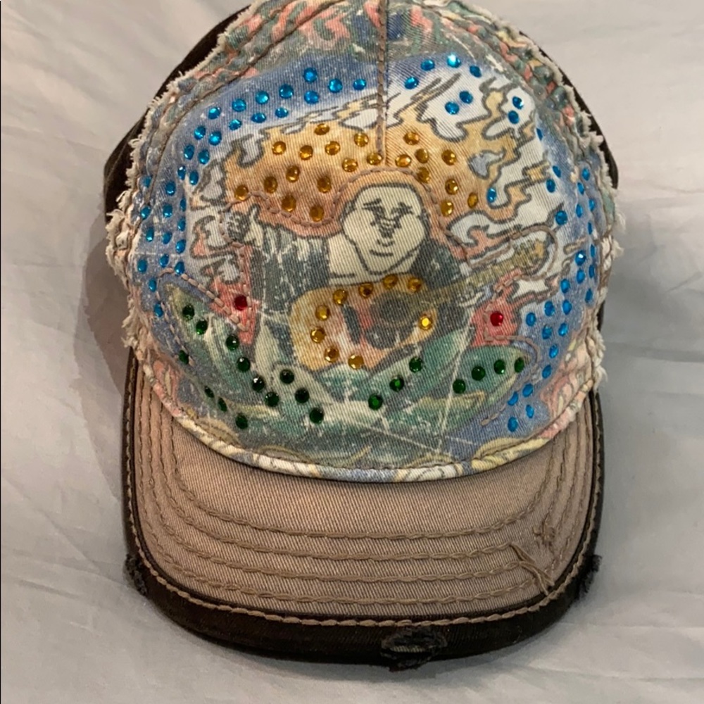 True Religion crystal studded Buddha baseball cap